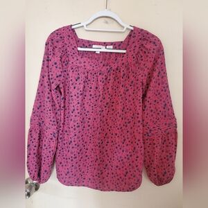 Pink floral square neck blouse